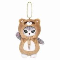日本Mofusand 鎖匙扣 貓福珊迪 匙扣 毛絨玩具 貓吉祥物 (raccoon）球鏈鑰匙扣 鎖匙扣 平行進口
