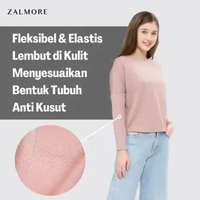 Zalmore Women Longsleeve Loose Tee Premium LUMA Knit - Kaos Lengan Panjang Wanita Anti Kusut Lembut