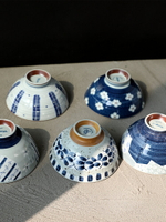 日本進口陶瓷餐具青花米飯碗美濃燒陶器釉下彩工藝甜品小碗高腳碗
