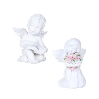 Resin Figurine Angel Statue Crafts Birthday Gift Artwork Ornament Angel Sculpture for Gazebos Desktop Office Lawns Bookshelf