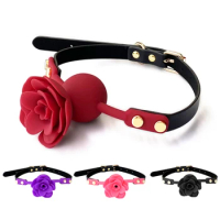 Silicone Rose Ball Gag Nipple Bondage Lace Flower Open Mouth Gags Oral Fixation Adult Sex Toys For Couples Adult BDSM Game