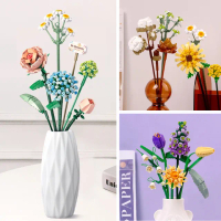 【半島良品】DIY手做積木花擺飾(仿真花 鮮花束 交換禮物 畢業禮物 聖誕禮物 生日禮物)