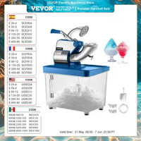 VEVOR Electric Snow Cone Machine Ice Shaver Crusher Granizing Glass Blender Mixer Chopper Stainless Steel Cool Colder Commercial
