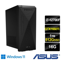 ASUS 華碩 微軟M365組★i7 GTX1660Ti電腦(H-S501MD/i7-12700F/16G/1TB+512G SSD/GTX1660Ti/W11)