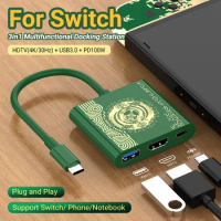 Gopala 3-in-1 Nintendo Switch Portable TV Dock with HDMI 4K60Hz PD 100W USB 3.0 Hub for Nintendo Switch OLED/Steam Deck/Samsung