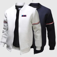 Mugen Seiki Men's Spring and Autumn Printing Fashionable New Flight Jacket Round Collar Solid Color Long Sleeves Coat