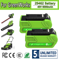 For Greenworks 40v Battery 40V 6000mAh Rechargeable Battery For 29462 29472 29282 Power Tools Batteries For GreenWorks 29462