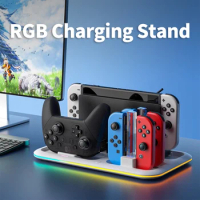 RGB Charging Docking Station For Nintendo Switch Pro Joy-con Controller Game Card Storage Rack Stand For Nintendo Switch OLED