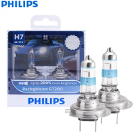 Philips H7 12V 55W Racing Vision GT200 Halogen Light Auto Headlight 200% Brighter Car Bulbs Genuine Original Lamp 12972RGTS2, 2x
