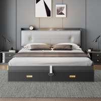 床現代簡約1.5米雙人床氣壓儲物收納臥室1.8箱體榻榻米主臥床輕奢
