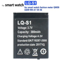 Lq-s1 battery for smart watch, 380mAh, fashion meter, qw09, dz09, W8, A1, V8, X6, rechargeable batteries, tracking number