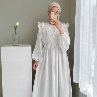 Dress Farida Gamis Crinkle Airflow Premium LD 110 cm Bunga