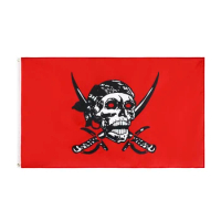 Yehoy hanging 90*150cm Red Caribbean Jolly Roger Pirate Flag with Brass Grommets
