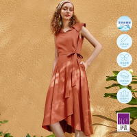 ILEY伊蕾 設計感裙片萊賽爾背心長洋裝(磚色；M-XL)1222027526