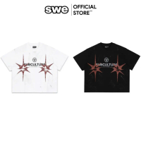 Áo Thun Unisex Nam/Nữ Hoạ Tiết Local Brand SWE SPIKE BOXY TEE - Trắng/Đen