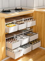 廚房置物架水槽下抽拉式收納拉籃櫥櫃架子鍋具碗盤多層廚櫃內置架