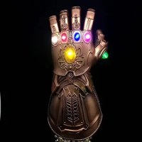 Cosplay 1/1 War Infinity Gauntlet Thanos Gloves LED Light gem stone Arm Costume Fancy Dress party Anime stage show props gift