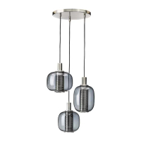 HÖGVIND 3燈頭吊燈, 鍍鎳/灰色 玻璃, 41 公分