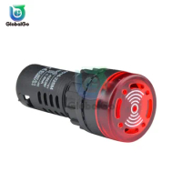 Red LED Active Buzzer Speaker Warning Device Light AD16-16SM 12V 24V 110V 220V Flash Signal Light Alarm Indicator
