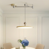 可位移餐廳燈法式奶油風餐桌現代簡約包豪斯創意搖臂覆古飛碟吊燈