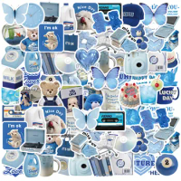 Etori Life 50 PCS Cartoon Cute Blue Element Object Exquisite Patterns Student DIY Mobile Phones, Laptops Decoration Stickers
