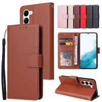2024 Solid Color Case for Samsung Galaxy S23 S22 S21 S20 S10 S9 S8 S21FE S20FE PU Leather Wallet for Galaxy A13 A14 A23 A33 A53