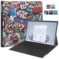 PU Leather Cover For Funda Surface Pro 9 Case 13" Flip Stand Painted Cover For Microsoft Surface Pro 9 Pro9 Case Coque+Gift pen
