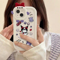 Kawaii Cartoon Sanrio Kuromi Phone Case for iPhone 14 13 12 11 Pro Max Plus All-inclusive 8 7 6 Plus X XS XR SE2 Fashion