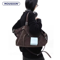 Mousoon suede bag แฟชั่นเกาหลีความจุขนาดใหญ่ Totes ใหม่ Future Functional Matte Texture กระเป๋าสะพาย