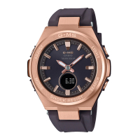 【CASIO 卡西歐】BABY-G浪漫優雅雙顯錶 樹脂錶帶 棕x玫瑰金 防水100米(MSG-S200G-5A)