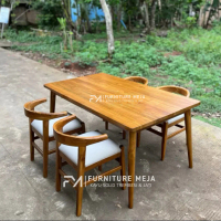 Set K4 Meja Makan Top Table 3cm Dining Set Minimalis Kayu Jati Dining Table Furniture
