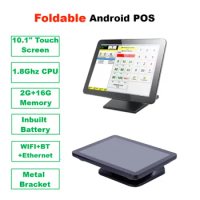 10.1 Inch Touch Screen Android POS System Foldable Stand Cash Register Mini Desktop ECR 2+16G Google GMS Loyverse Supported