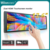 Wisecoco 12.6 inch Portable Monitor IPS Touch Screen Bar LCD Display for Cars Monitor GPU Computer Case Sub Screen Raspberry Pi
