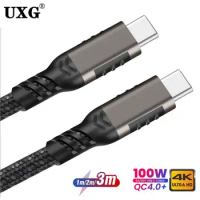 100W USB C To USB Type C Cable USBC PD Fast Charger 5A Cord USB-C Type-c Cable 3M For Xiaomi Mi 10 Pro Samsung S20 VR Mac Pro