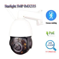 5MP H.265 30X Optical Zoom Starlight Wireless IP PTZ POE Network Camera Wifi IPcam, 90X Zoom Sony IMX335 Human Detection