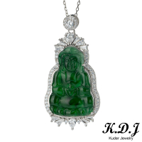 【K.D.J 圓融珠寶】滿綠觀音翡翠墜飾天然A貨