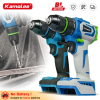 Kamolee 10MM Brushless Electric Impact Drill Cordless Screwdriver Lithium Battery Charging Hand Drill For Makita 18V Battery