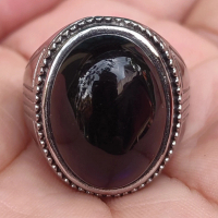 Cincin Titanium Tanam Batu Akik King Safir Sapphire Wulung Tembus Biru