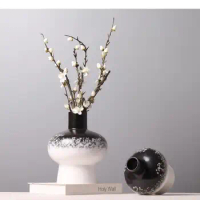 Ceramics Vase Black and White Gradient Handmade Chinese Style Flower Arrangement Crafts Modern Home Decoration Flower Vase