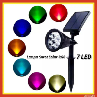 TERSEDIA Lampu Hias Sorot Taman 7LED Solar Cell Panel Tenaga Surya Matahari Dekorasi Tancap Warna Wa