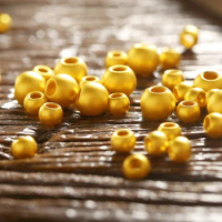 999 gold beads 24k pure gold loose beads lucky bead for DIY bracelets satin surface yellow gold jewelry parts 3mm-6mm