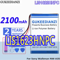 High Capacity GUKEEDIANZI Battery LIS1623HNPC 2100mAh For Sony Walkman NW-A35 NW-A45 NW-A46 NW-A47 NW-A55 NW-A56 NW-A57 NW-A105