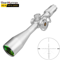 WestHunter HD-N 6-24X50 FFP Scope Silver Hunting First Focal Plane Riflescope Side Parallax Wheel Tactical Optical Sights