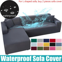Living Room Waterproof Sofa Cover 1/2/3/4 Seater Sofa Cover Elastic Solid L Shape Corner Sofa Cover for Armchair