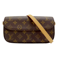 【二手名牌BRAND OFF】LOUIS VUITTON LV 路易威登 棕色 原花 帆布 WALLET ON CHAIN IVY 肩背包 缺練 M81911