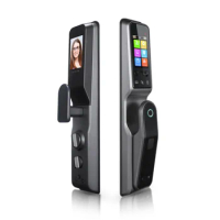 Hight Quality TUYA WIFI Phone Unlock Face Recognition Fingerprint Palm Print Smart Door Lock With Cats Eye PST-AF90P