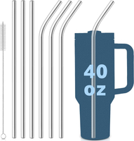 for Stanley Quencher 40oz Tumbler 6x Metal Stainless Steel Straws, 12inch Replacement Extra Long/Tal