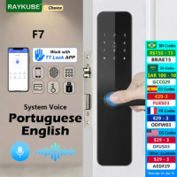 RAYKUBE F7 TT Lock Fingerprint Lock Electric Door Lock With Longer Larger Handle Portuguese/English Voice APP Remote Unlock
