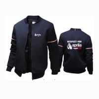 Respect For aprilia Racing RSV4 2024 Printing Man's Solid Color Cotton Round Collar Long Sleeve Flight Jacket Tracksuit Coat