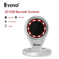 Eyoyo 2D QR Desktop Barcode Scanner for supermarket store POS Support Auto Scan GS1-Datamatrix EAN-13 Code